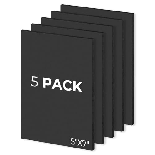 Mat Board Center 5x7 Black Foam Boards Pack of 5, 3/16" Thick - color: Black, size: 5x7