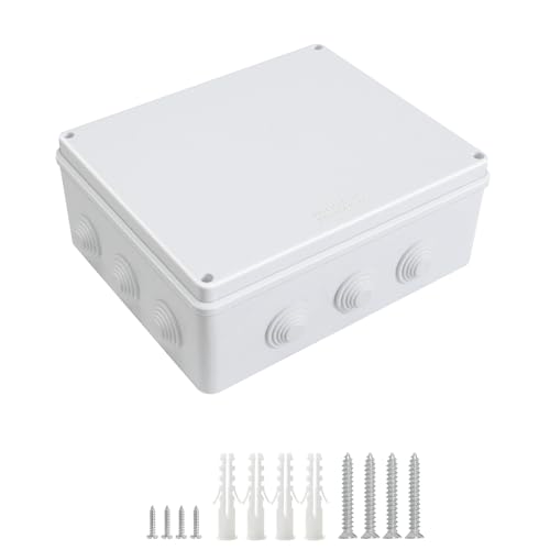 LeMotech ABS Plastic Dustproof Waterproof IP65 Junction Box Universal Electrical Project Enclosure White 11.8 x 9.8 x 4.7 inch (300 x 250 x 120 mm) - size: 11.8" x 9.8" x 4.7" (1pc)