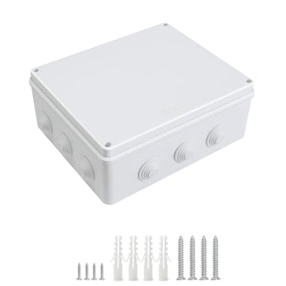 LeMotech ABS Plastic Dustproof Waterproof IP65 Junction Box Universal Electrical Project Enclosure White 11.8 x 9.8 x 4.7 inch (300 x 250 x 120 mm) - size: 11.8" x 9.8" x 4.7" (1pc)