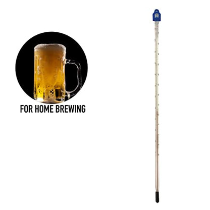 Glass Thermometer -10 to +110C 300 mm for Measuring Water and Liquids