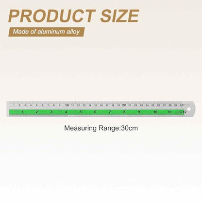 HARFINGTON 4pcs Metal Straight Ruler 30cm Metric SAE Aluminum Alloy Measuring Rulers Scale Tool with Hole for Measure Study Reading Classroom Office, Green - color: Green, size: 30cm