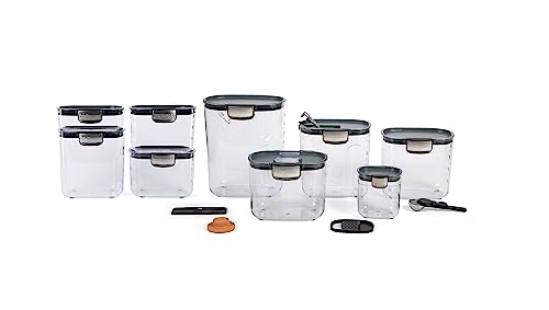 ProKeeper+ Airtight Food Storage Container Set – Clear Plastic Flour and Sugar Canister Set with Magnetic Accessories for Kitchen Organization (Grey, 13-Piece) - color: Grey, size: 13-Piece