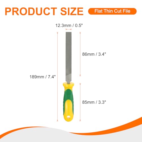 HARFINGTON Flat Thin Cut File 4" Double Cut Teeth High Carbon Steel Hand Rasp File with Plastic Handle for Metal Wood Deburring Removing - style: Thin