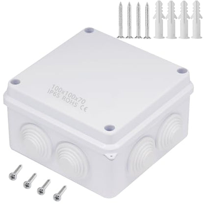 Junction Box, Zulkit ABS Plastic Dustproof Waterproof IP65 Universal Electrical Boxes Project Enclosure White 3.9 x 3.9 x 2.8 inch(100 x 100 x 70mm) - size: 3.9" x 3.9" x 2.8"