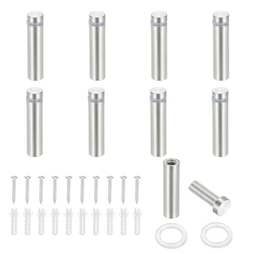 PATIKIL 1/2x1.6" Standoff Screws, 8 Pack Stainless Steel Stand Off Wall Mounts Wall Sign Mounting Hardware Advertising Standoff Nail for Hanging Acrylic Signs Picture Frame, Silver - size: 1/2x1.6"