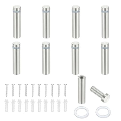 PATIKIL 1/2x1.6" Standoff Screws, 8 Pack Stainless Steel Stand Off Wall Mounts Wall Sign Mounting Hardware Advertising Standoff Nail for Hanging Acrylic Signs Picture Frame, Silver - size: 1/2x1.6"
