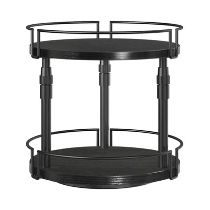 HOOBRO Lazy Susan Organizer Spice Rack, 2-Tier Height Adjustable Rotating Lazy Turntable Spice Organizer, for Kitchen Countertop and Cabinet, Black BB05TL01 - color: Black