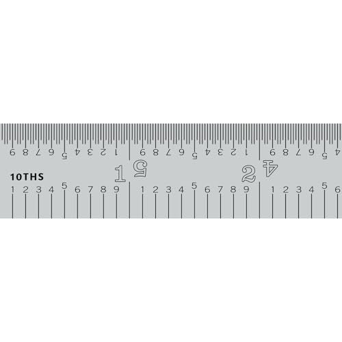 PEC Tools Made in USA 6"/150mm Rigid D/M Metal Ruler, 10ths 50ths 1mm 0.5mm - color: Rigid, size: 6"