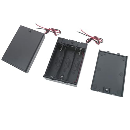 2 Pcs 3 Slots AA Battery Holder with Leads Plastic Battery Case Holder 3 X 1.5V AA Battery Box with Switch and Cover - color: Black, size: 3 Slot