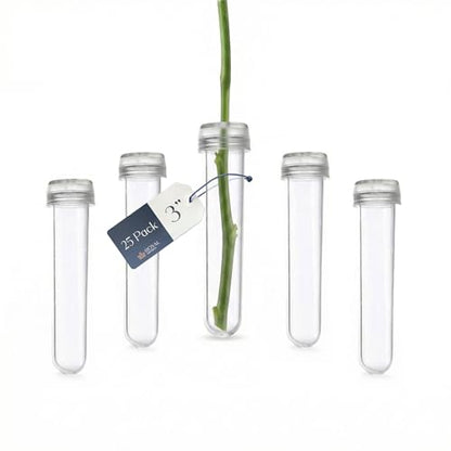 Royal Imports Floral Water Tubes with Caps – 3" Clear Plastic Flower Vials - color: 3" Clear Standard 25 Pack