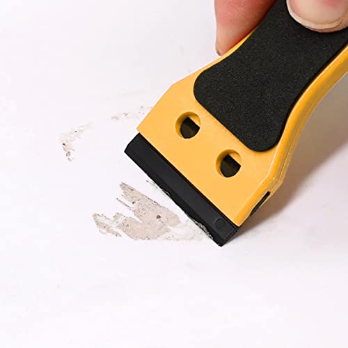 EHDIS 2pcs Plastic Razor Scraper 6-inch Long Handle Adhesive Remover Tool with 100 Double-Edge Blades for Window Tint Vinyl Scraper Decal Sticker Glue Remover (yellow) - color: Yellow