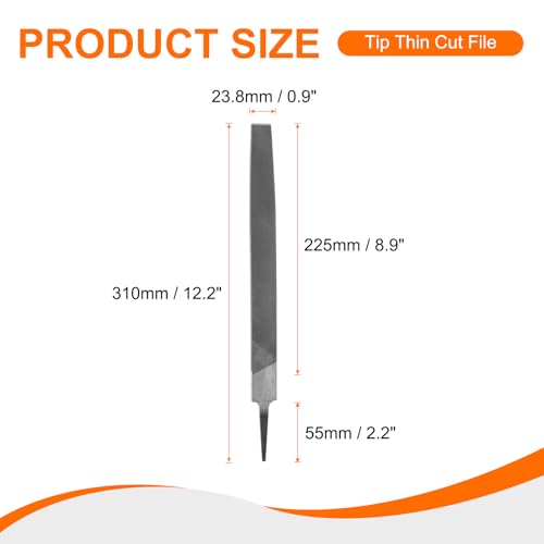 HARFINGTON Tip Thin Cut File High Carbon Steel Double Cut Teeth 10" - size: 10", style: Thin