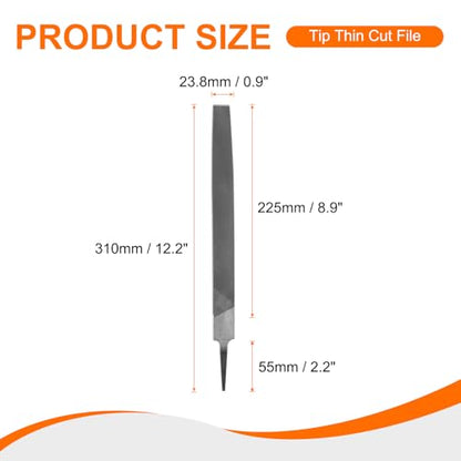 HARFINGTON Tip Thin Cut File High Carbon Steel Double Cut Teeth 10" - size: 10", style: Thin