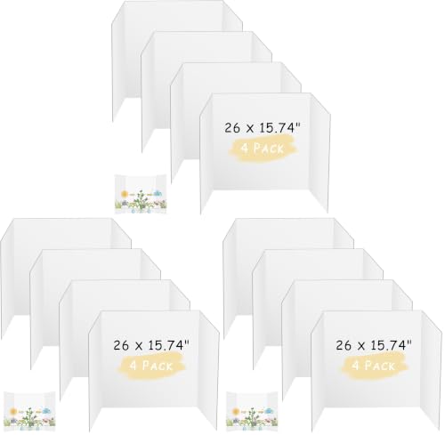 HAUTOCO 4 Pcs Medium Trifold Poster Board 26 x 15.74 inches Tri Fold Presentation Boards White Corrugated Project Boards for Science Fair, School Project, Event Displays, Business (Pack of 3) - color: White, size: 26 x 15.74 inches (Pack of 3)