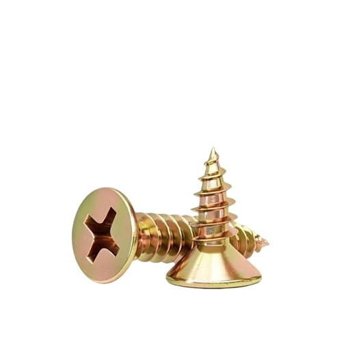 #4 Flat Head Phillips Wood Screws 150Pcs, Yellow Zinc, 1/4" - color: Yellow, size: #4 x 1/4''-150pcs
