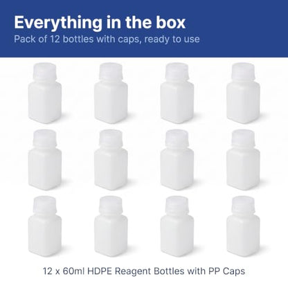 United Scientific™ HDPE Reagent Bottle, Wide Mouth, 60ml/2oz, Pack of 12 - size: 60 mL (2oz)