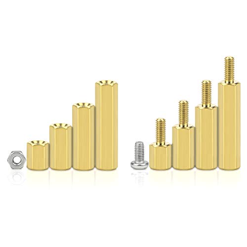 DYWISHKEY 320 Pieces Male Female Hex Brass Spacer Standoff Screw Nut Assortment Kit (M2.5)