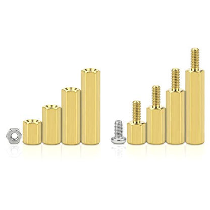 DYWISHKEY 320 Pieces Male Female Hex Brass Spacer Standoff Screw Nut Assortment Kit (M2.5)