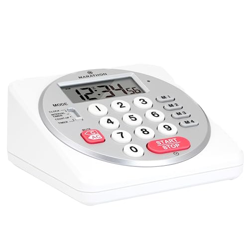 MARATHON Commercial Grade 100-Hour Digital Timer with Keypad, White - color: White/Silver
