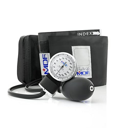 MDF Instruments, Calibra Aneroid Premium Professional Sphygmomanometer, Blood Pressure Monitor with Adult Cuff & Carrying Case, Lifetime Calibration, White Dial, Black Cuff, MDF808M11 (Pack of 24) - color: Black, size: Standard Gauge - Adult Cuff (Pack of