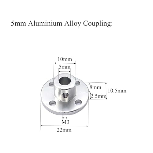 6 Pcs 5mm Aluminium Alloy RC Key Hub Shaft Coupling, Flange Shaft Coupling Connector for DIY RC Model Motor - size: 5mm
