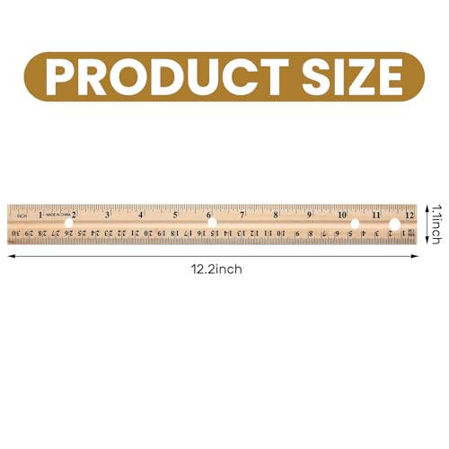 AmazingSpark 12 Pack Wood Rulers Dual Scale Student Ruler 12 Inch/30 cm