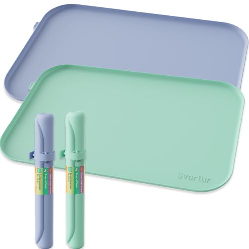 Silicone Mat for Craft 24" x 16" with Raised Edge, Roll-Up Design with Storage Strap, Multi-Purpose Desk & Table Protector Silicone Art Mat for Crafts, Painting & DIY, Light Green & Gray - color: Light Green & Gray