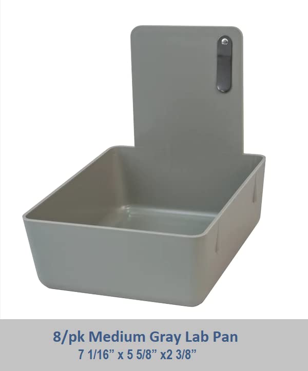 8/Pk Medium Medical Pro Lab Pan Dental Working Lab Pan Plastic with Stainless Steel Clip (Gray) - color: Gray
