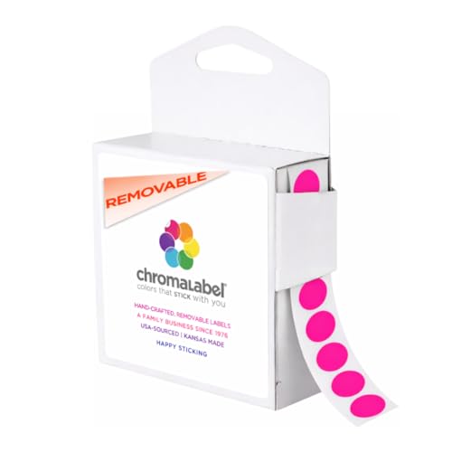 ChromaLabel Fluorescent Pink Removable Dot Stickers, 1/2 Inch, 1000/Box - color: Fluorescent Pink, size: 1/2"