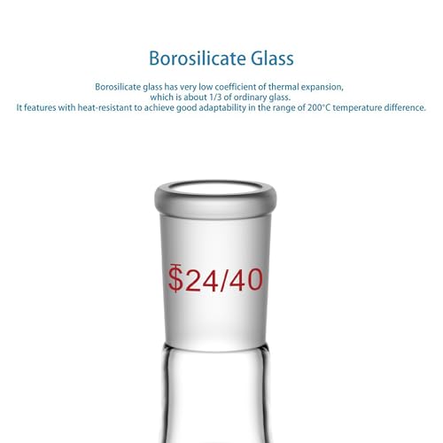 StonyLab Glass 100ml Heavy Wall Single Neck 1 Neck Round Bottom Flask RBF, with 24/40 Standard Taper Outer Joint – 100ml - size: 100 ml