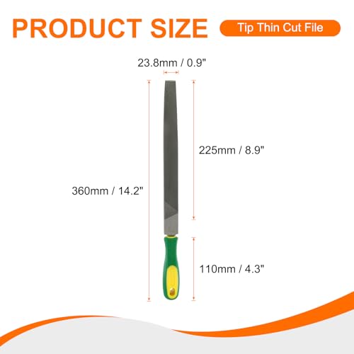 HARFINGTON Tip Thin Cut File 10" Double Cut Teeth High Carbon Steel Hand Rasp File with Plastic Handle for Metal Wood Deburring Removing - size: 10", style: Thin