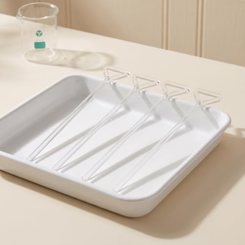 Veemoon Glass Cell Spreader Rods, 4pcs Labs Transparent Coating Rods Petri Dish Coating Bars Professional Reusable Cell Diffuser Bars - Smooth Edges Anti-Scratch Agar - Science Lab Experiment Tools
