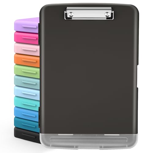 Sooez Clipboards with Storage, High Capacity Clip Boards 8.5x11 with Storage, Heavy Duty Nursing Clipboard Folder, Plastic Clipboard with Pen Holder for Women Teachers Work, School & Office Supplies - color: Black (Graphite Matte)