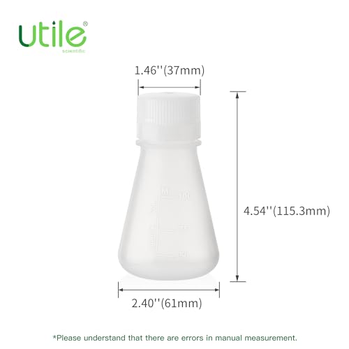 Utile Plastic Erlenmeyer Flask Set with Screw Caps, 6pcs of Vol.100ml Scientific Conical Flask Laboratory Flask, with Molded Graduations, 4023.0641.6 - size: 6 pcs of 100ml