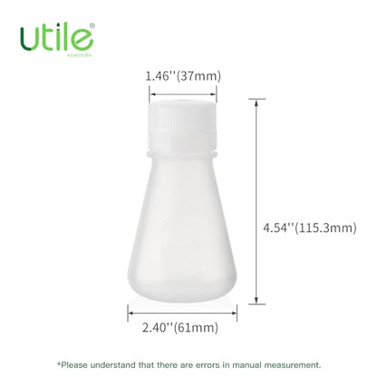 Utile Plastic Erlenmeyer Flask Set with Screw Caps, 6pcs of Vol.100ml Scientific Conical Flask Laboratory Flask, with Molded Graduations, 4023.0641.6 - size: 6 pcs of 100ml