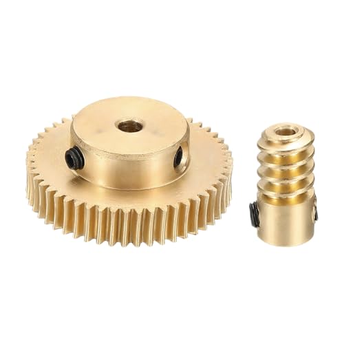 uxcell Worm Gear Set Right Rotation 50T 0.5 Module 1:50 Reduction Rate - size: Gear-3mm, Rod-2mm Bore, style: 0.5M-50T