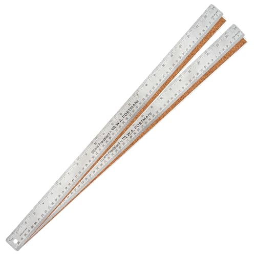 WA Portman Metal Ruler 24'', 2pc Corkback Stainless Steel Ruler Metric Edge - size: 24" 2 PACK