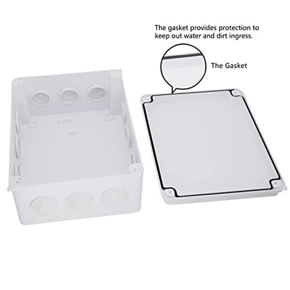 Zulkit Junction Box ABS Plastic Dustproof Waterproof IP65 Universal Electrical Boxes Project Enclosure White 10 x 7.9 x 4.7 inch (255 x 200 x 120mm) - size: 10" x 7.9" x 4.7"