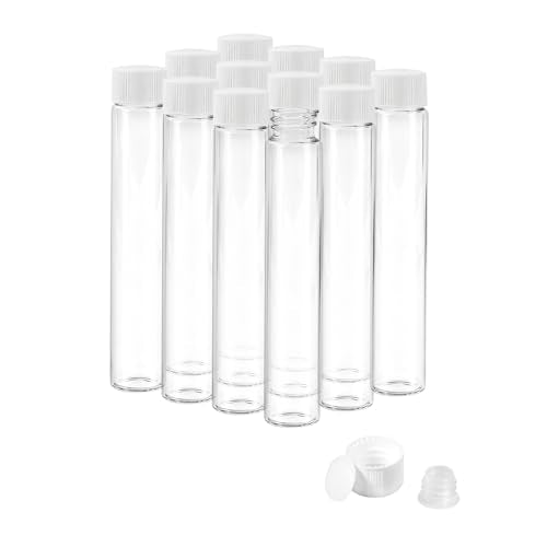 12PCS 30ml Clear Glass Small Vials with White Screw Caps & Plastic Stoppers - color: CLEAR, size: 30ml