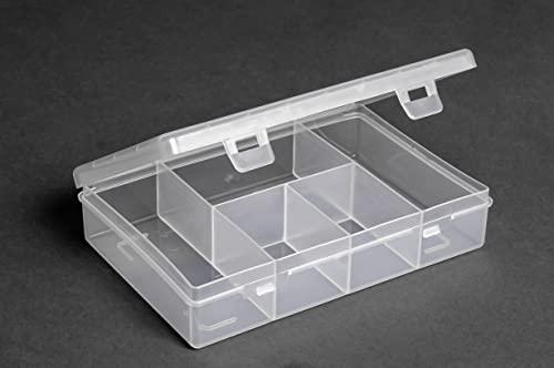 hünersdorff PP-Eco Mini Assortment Box with 5 Compartments, Sturdy Sorting Box for Screws and Other Small Parts, Fixed Compartments, Transparent