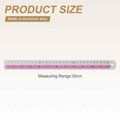 HARFINGTON 4pcs Metal Straight Ruler 30cm Metric SAE Aluminum Alloy Measuring Rulers Scale Tools with Hole for Measure Study Reading Classroom Office, Pink - color: Pink, size: 30cm
