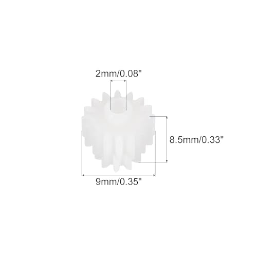 MECCANIXITY 20 Pcs Plastic Gears 16 Teeth Plastic Motor Gear Model 16102B Reduction Gear for RC Car Model DIY Robot (White, Module 0.5)