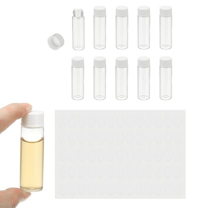 PATIKIL 10Pcs 15ml Clear Glass Vials Sample Vials with Screw Cap Reagent - size: 15ml
