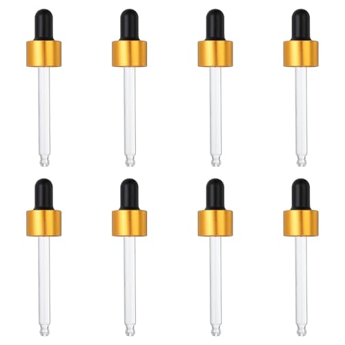 PATIKIL Glass Eye Dropper Caps, 8 Pcs Anodized Aluminum Glass Dropper Closure Top for 30ml(1oz) Essential Oils Bottle, Perfume, Lab Experiments, Gold Tone - color: Gold Tone, size: 30ml