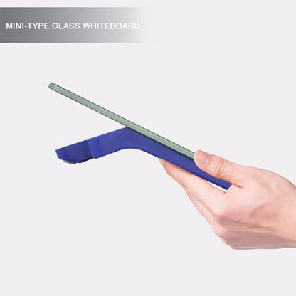 Navy Mini Desktop Pure Glass Whiteboard, Small Glass Dry-Erase Whiteboard - color: Navy
