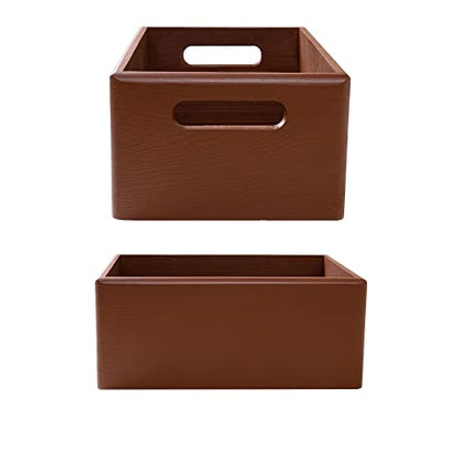 Creative Deco Large Brown Wooden Crate Nesting Crate Handles - color: Brown, size: L