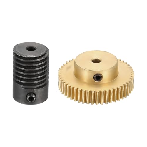 uxcell Worm Gear Set Right Rotation 50T 0.5 Module 1:50 Reduction Rate - size: Gear-3mm, Rod-3mm Bore, style: 0.5M-50T