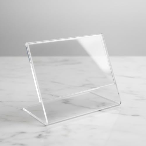 Azar Displays 112742 Horizontal Slanted, L-Shape 3-Inch Width by 2-Inch Height Acrylic Sign Holder, 10-Pack, Clear - size: 3 In W x 2 In H Horizontal