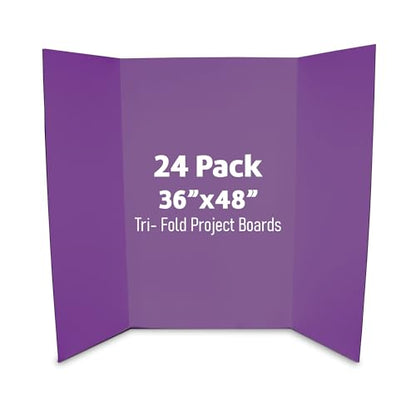 Flipside Products 36” x 48” Project Boards for Presentations, Science Fair, School Projects, Event Displays and Trifold Picture Board, Proudly Made in USA - Purple - 24 Pack - color: Purple, size: 24 Pack