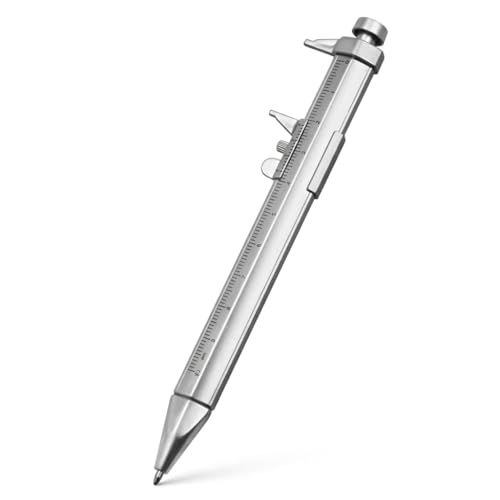 Generic Vernier Caliper Ballpoint Pen, Plastic Metal 0 100mm Measuring Ruler Pen with Refill, for Writing and Measuring Small Objects (Black Core)